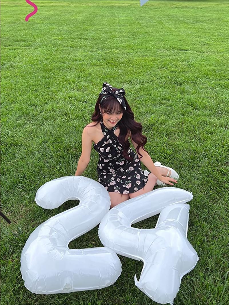 40 Inch White Number Balloons by [Brand Name] - Perfect for 2nd, 12th, 21st Birthday Celebrations & Events