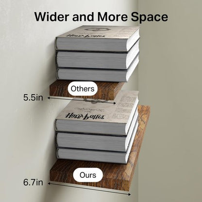 BAYKA Floating Shelves, 22.5 inches Rustic Wood Wall Shelves for Bathroom，Bedroom, Living Room, Kitchen & Book, Hanging Display Decor Organization Shelf with 22 lbs Capacity (Rustic Brown)