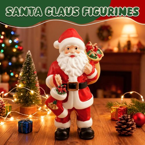 Exasinine Santa Claus Figurine - Handcrafted 5.8 Inch Resin Christmas Decor for Indoor Tabletop Display