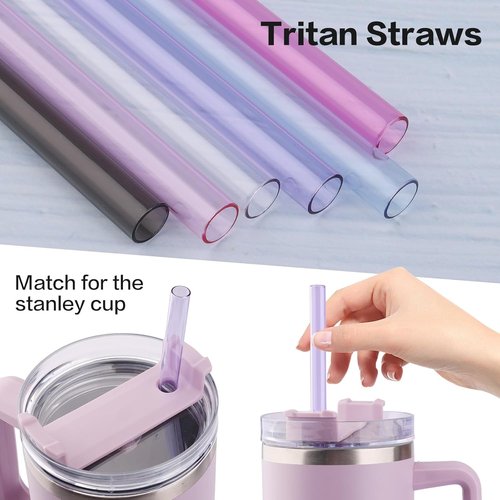 Joshey 12 Inch Tritan Replacement Straws - 6 Pack Reusable Straws with Cleaning Brush for Stanley 40oz & 30oz Tumbler, BPA-Free (Clear)