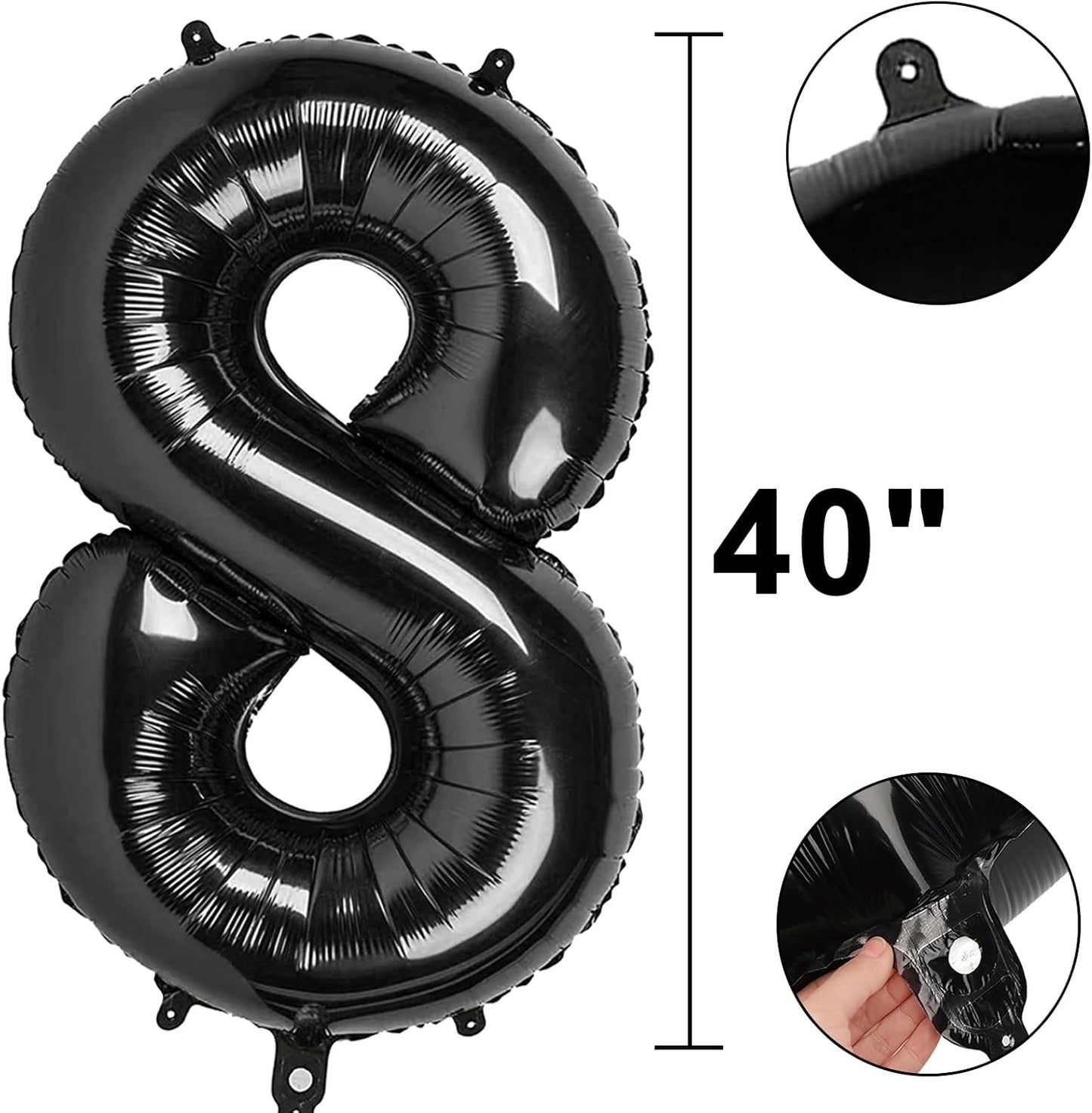 28-Inch Black Number 28 Mylar Balloon - Jumbo Foil Helium Balloon for Birthday & Wedding Celebrations