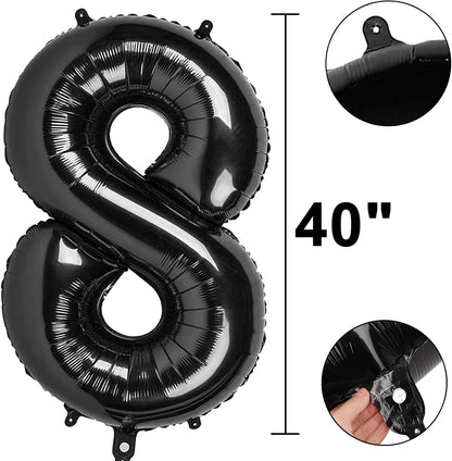 28-Inch Black Number 28 Mylar Balloon - Jumbo Foil Helium Balloon for Birthday & Wedding Celebrations