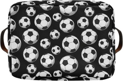 Skiennix Football Storage Basket - Large Canvas Organizer Bin with Handles for Toys & Clothes | Collapsible Design