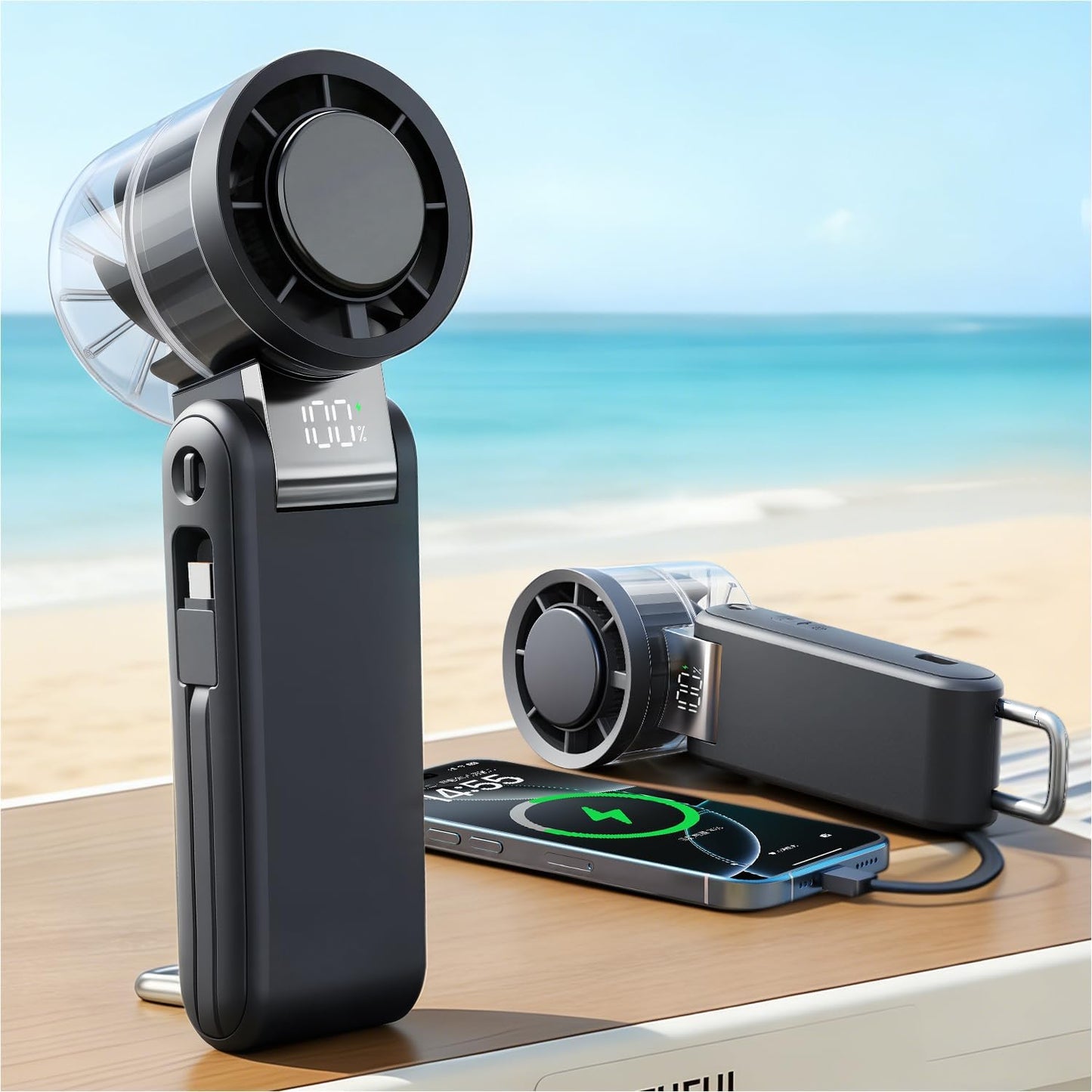 Skiennix Portable Handheld Fan - 4000mAh Power Bank & 100-Speed Turbo Fan | Foldable for Travel & Camping