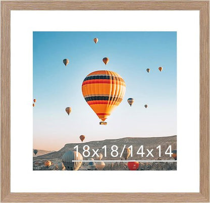 JCJMY 18x18 Rustic Brown Picture Frame - Display 14x14 Photos with Mat or 18x18 Without Mat