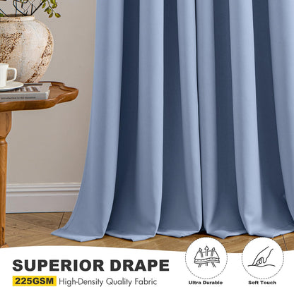 MIULEE Denim Blue Blackout Curtains - Thermal Insulated Room Darkening Drapes | 84 Inches Long, 2 Panels