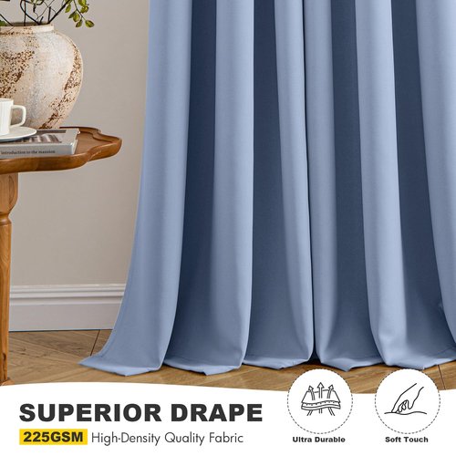 MIULEE Denim Blue Blackout Curtains for Bedroom Living Room 84 Inches Long 2 Panels, Thermal Insulated Room Darkening Drapes Solid Grommet Noise Reduction Light Blocking Window Treatments 40x84 Inch