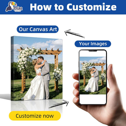 PrintToucan Canvas Prints - Custom Personalized Photo Wall Art | 12x16 IN, 1.5" Thick Frame, Ready to Hang for Living Room Decor & Wedding Gifts
