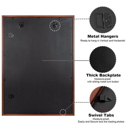 HOMESEVEN 20x28 Poster Frame, Solid Wood 20x28 Frame with Mat for 16x24 Photo, Large Picture Frame 20x28-Horizontal and Vertical Wall Hanging for Home, Exhibition, Caffe(Brown)