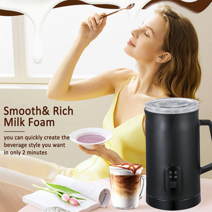 Milk Frother, Coffee Frother, 4-in-1 Milk Frother and Steamer, Automatic Warm and Cold Electric Frother, Hot and Cold Foam Maker and Milk Warmer for Coffee, Latte, Cappuccino, Macchiato,Hot Chocolate
