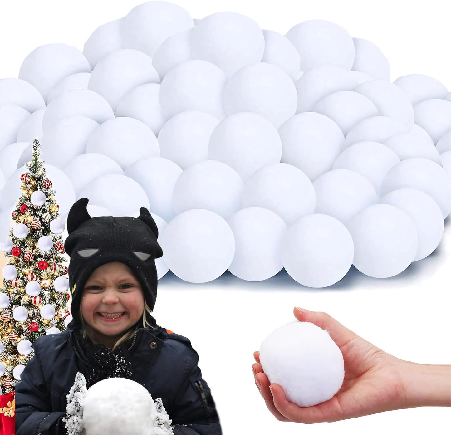 Skiennix 50 PCS Fake Snowballs Set - Realistic Indoor Christmas Snowball Fight Toys | Multicolor