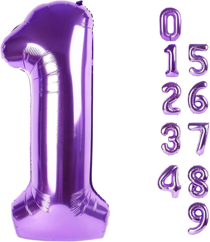 Number Balloons - 40 Inch Purple Birthday Balloons for 1st, 11th, 21st Celebrations | Baby Shower Decor