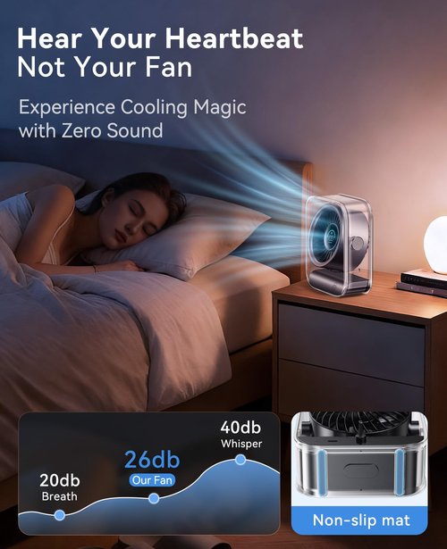 DIGIX USB Rechargeable Desk Fan, Small Portable Table Fan with 100 Speeds Turbo Airflow, 90° Tilt Quiet Desktop Fan for Bedroom with LED Display, Personal Cooling Fan for Travel Office Camping, Black