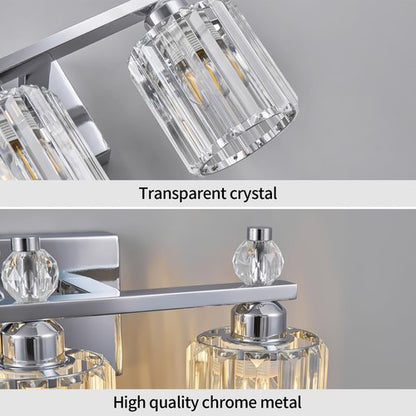 FDPBY Bathroom Vanity Lights 3-Light Chrome Modern Crystal Vanity Light Fixtures Over Mirror Crystal Bathroom Vanity Lighting Fixtures