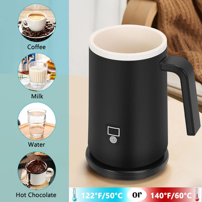 Rommeka Self Heating Coffee Mug, 12oz Temperature Control Smart Mug with Lid, Smart Coffee Mug with LCD Display (122-140°F) for Warming and Heating Coffee, Beverage, Milk, Tea