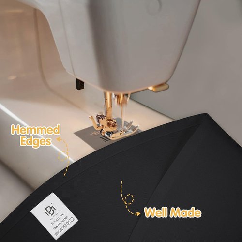 BRILLMAX 70-Inch Black Round Tablecloths - 6 Pack, Water & Stain Resistant Polyester for Weddings & Events