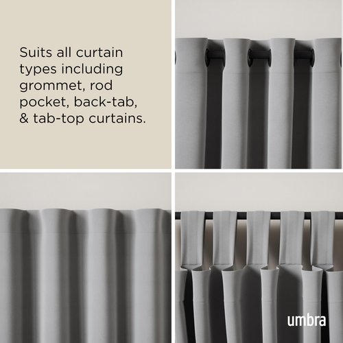 Umbra Twilight Double Curtain Rod Set – Wrap Around Design Ideal for Blackout or Room Darkening Panels, 30 to 84 Inches, Black