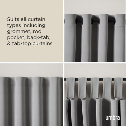 Umbra Twilight Double Curtain Rod Set – Wrap Around Design Ideal for Blackout or Room Darkening Panels, 30 to 84 Inches, Black
