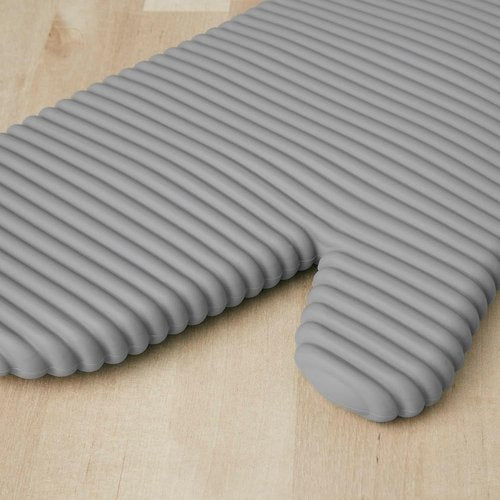 KitchenAid Ribbed Soft Silicone Oven Mitts - Heat Resistant 2-Pack Set, 7.5"x13", Grey