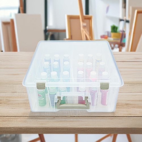 ArtBin Super Satchel Double Deep Compartment Box - Versatile Art Storage with 8 Removable Compartments (Gold)
