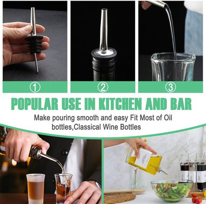 36 Pack Stainless Steel Liquor Pour Spouts with Rubber Caps, Bottle Pourers for Wine, Oil, Vinegar, and Alcohol – Bartender Bar Tools and Accessories