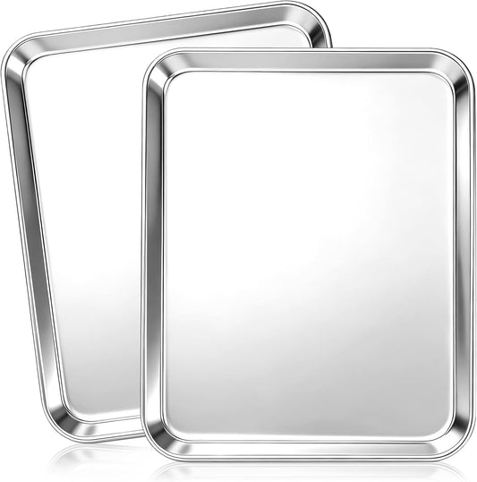 Onader Large Baking Sheet - 18 x 13 Inch Stainless Steel Cookie Pan | Dishwasher Safe, 2-Pack