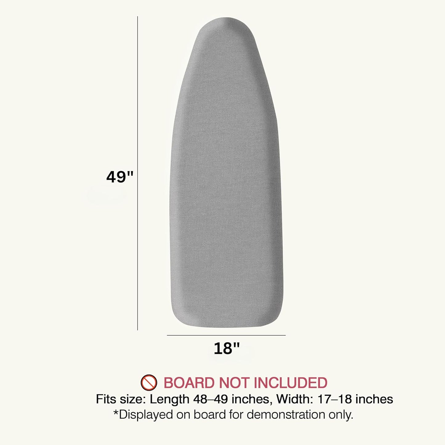 UniSimp Ironing Board Cover - Extra Thick Natural Cotton, Scorch & Stain Resistant | 18"x49" Gray
