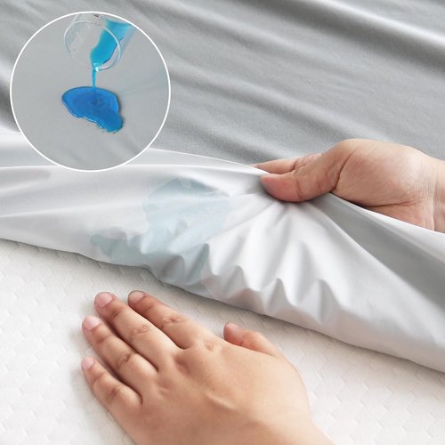 Magik & Kover Twin Mattress Protector - Waterproof Fitted Cover 2 Pack | Machine Washable, Grey