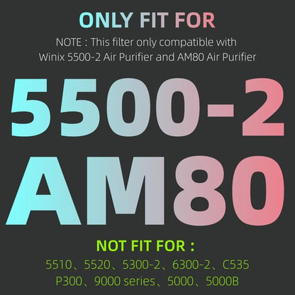 5500-2 Air Purifier Filter Replacement For Winix, 116130 Replacement Filter H Compatible with Winix 5500-2 and AM80 Air Purifier, 4 Pack HEPA Filter Only