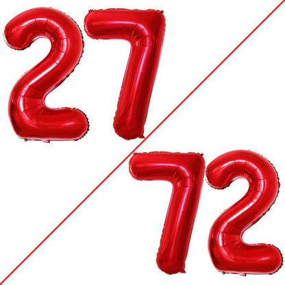 GOER Jumbo 27 Balloons - 42 Inch Red Foil Helium Decorations for 27th Birthday Party