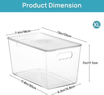 Vtopmart Clear Stackable Storage Bins - 10 Pack XL Plastic Containers with Lids for Kitchen & Pantry Organization