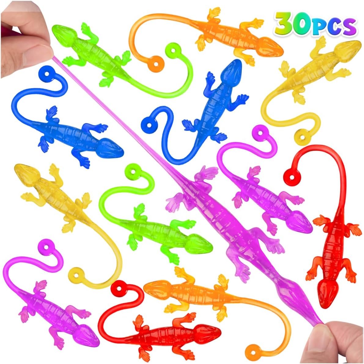 Skiennix 30 PCS Sticky Gecko Hands - Stretchable Lizard Toys for Kids | Perfect Party Favors & Treasure Box Prizes