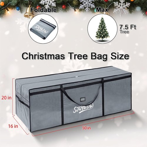 Heavy Duty Christmas Tree Storage Bag by [Brand Name] - 7.5 ft Water Resistant with Dual Zippers & Mesh Pockets