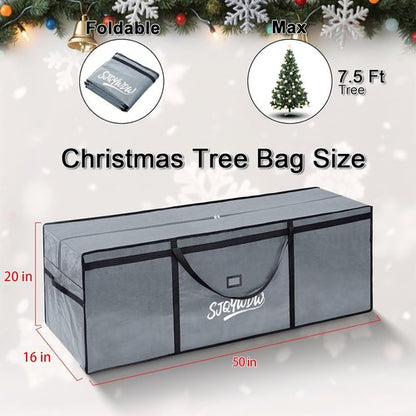 Heavy Duty Christmas Tree Storage Bag by [Brand Name] - 7.5 ft Water Resistant with Dual Zippers & Mesh Pockets