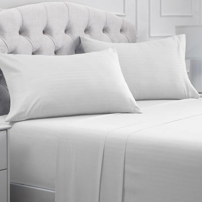 Mellanni California King Sheets Set - 4 PC Iconic Collection Bedding - Hotel Luxury, Extra Soft, Cooling Bed Sheets - Wrinkle, Fade, Stain Resistant (Cal King, Striped White)