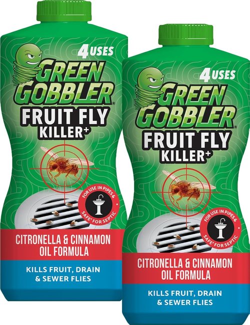 Green Gobbler Fruit Fly Killer - Effective Gel Treatment for Fruit, Drain & Sewer Flies - 32oz (2 Pack)