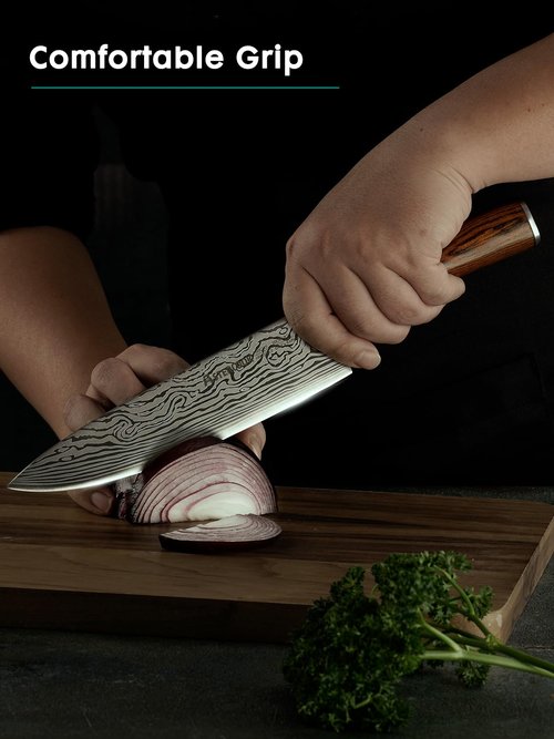 Astercook Chef Knife, 8 Inch Professional Kitchen Chef Knife, German High Carbon Stainless Steel Ultra Sharp Knife, Chefs Knives with Ergonomic Handle and Gift Box