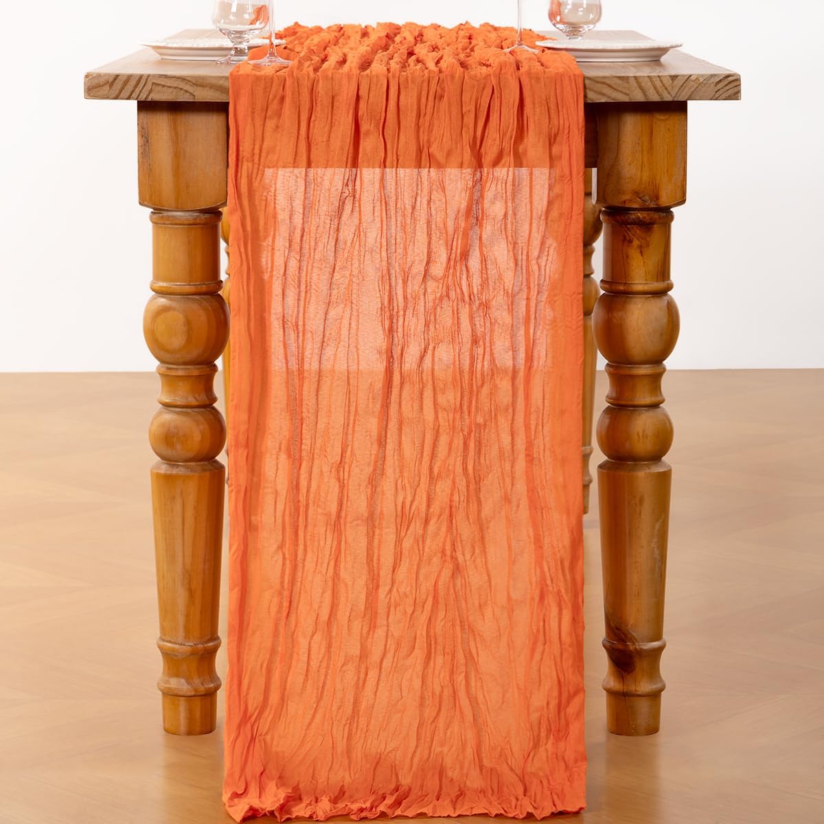Orange Cheesecloth Table Runner - 6 Pack Boho Gauze Decor for Spring & Easter | 120 Inches