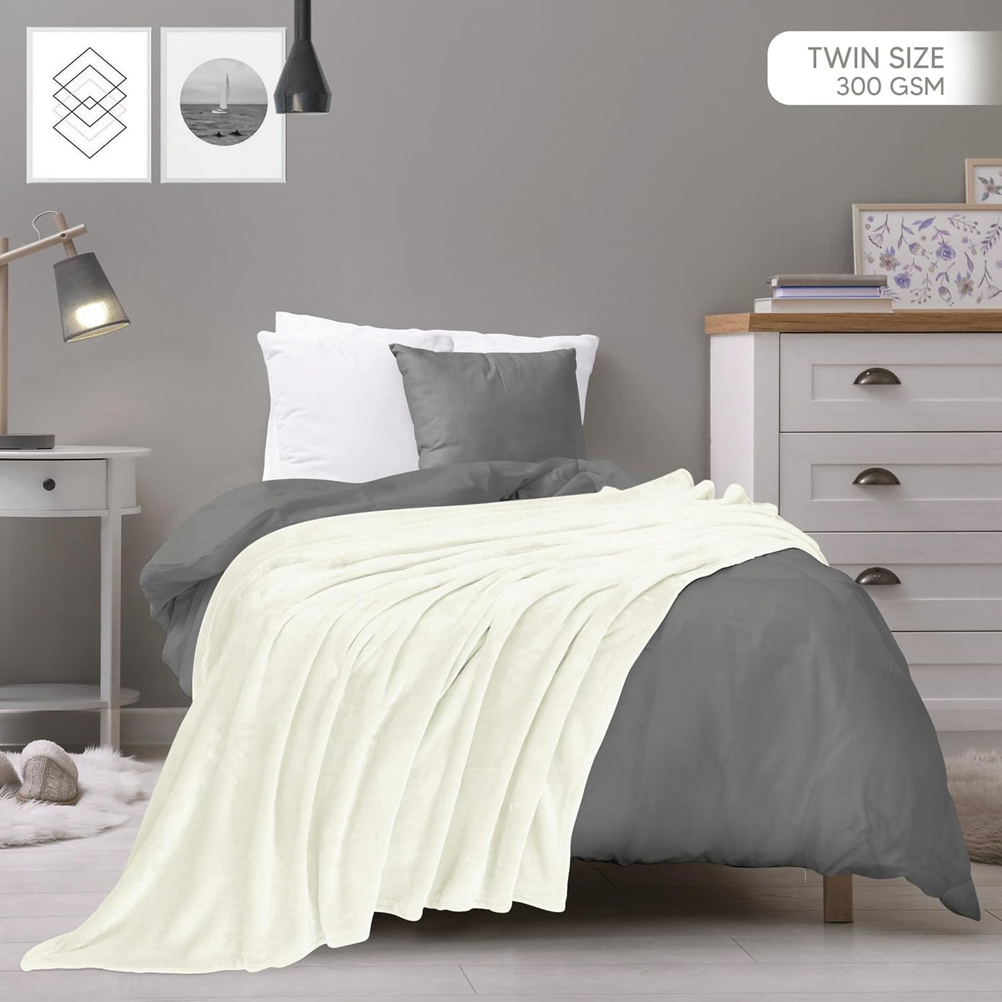 Utopia Bedding Fleece Blanket - Ultra Soft Ivory Twin Size (60x80 Inches) | Cozy All-Season Microfiber Decor