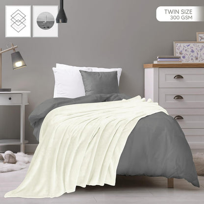 Utopia Bedding Fleece Blanket - Ultra Soft Ivory Twin Size (60x80 Inches) | Cozy All-Season Microfiber Decor