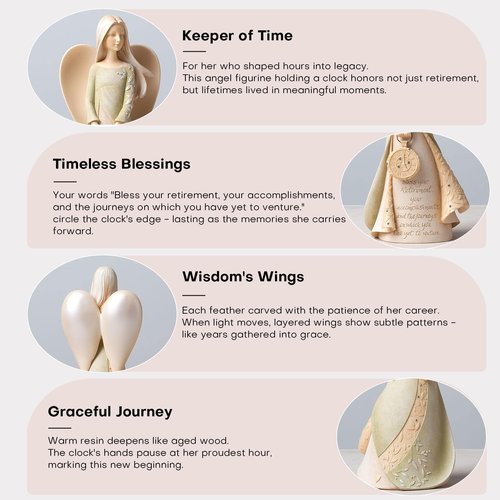Elegant Retirement Angel Figurine Set by [Brand Name] - 6.5" Perfect Gift for Coworkers, Teachers, Nurses & Friends | Ideal Retirement Party Decorations