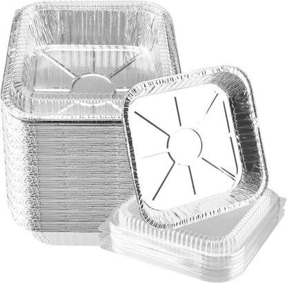Aluminum Foil Pans - 40 Pack 7.8" Square Disposable Containers with Clear Lids for Cooking & Baking
