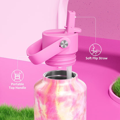 Skiennix 24 oz Vacuum Water Bottle - Lightweight, Leakproof, BPA-Free Flask with Straw | Citrus Dream