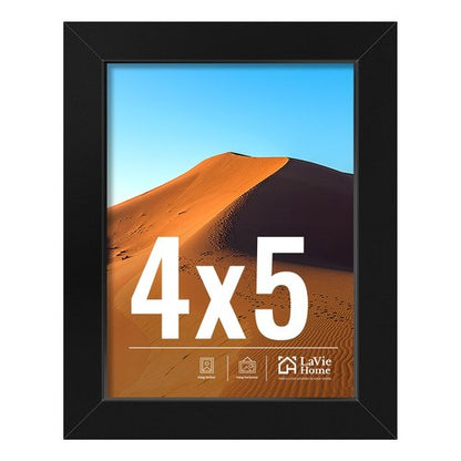 LaVie Home 4x5 Picture Frame for Wall Display, 4x5 Black Picture Frame with HD Plexiglas, 4 x 5 Frame 1 Pack, Display Frame for Vertical or Horizontal, Classic Collection