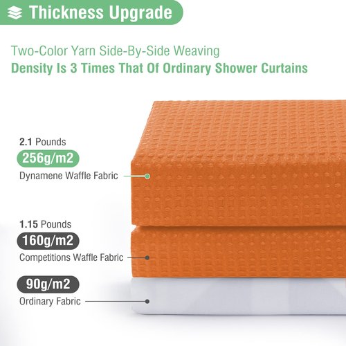 Dynamene Extra Long Shower Curtain - 84 Inch Long Waffle Weave Heavy Duty Fabric Bathroom Shower Curtain, Neutral Weighted Hotel Thick Bath Curtain Set with 12 Plastic Hooks,72x84, Burnt Orange
