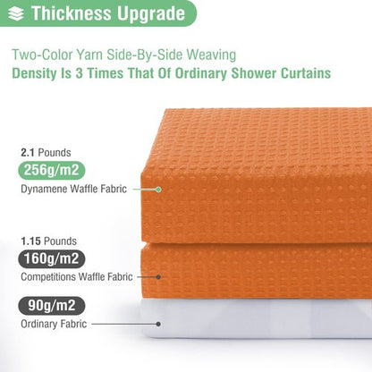 Dynamene Extra Long Shower Curtain - 84 Inch Long Waffle Weave Heavy Duty Fabric Bathroom Shower Curtain, Neutral Weighted Hotel Thick Bath Curtain Set with 12 Plastic Hooks,72x84, Burnt Orange