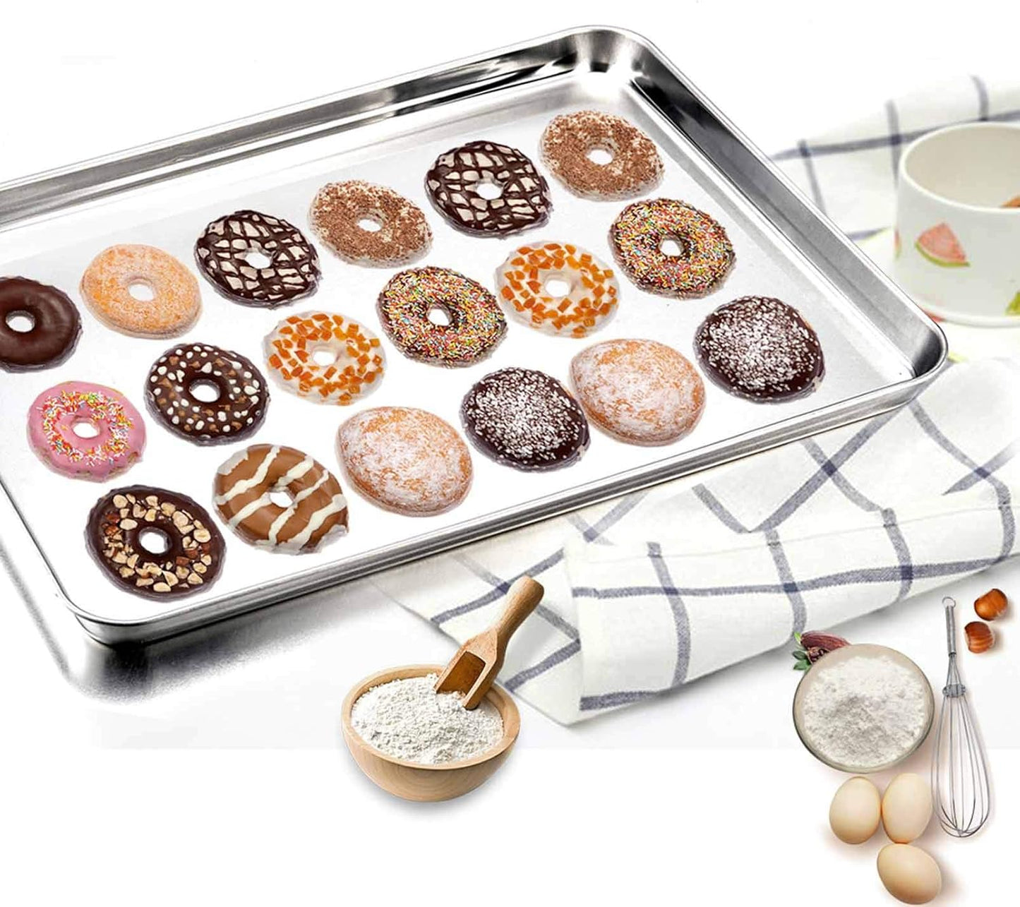 TeamFar Baking Sheet Set - Stainless Steel Cookie Tray with Cooling Rack | Non-Toxic & Dishwasher Safe