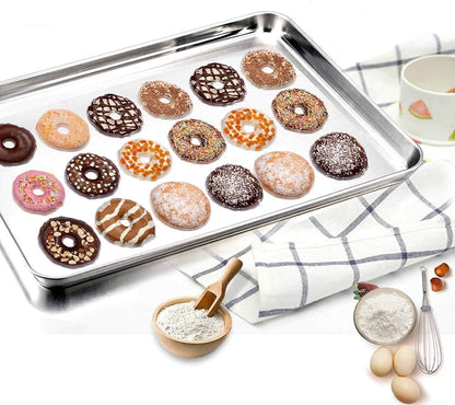 TeamFar Baking Sheet Set - Stainless Steel Cookie Tray with Cooling Rack | Non-Toxic & Dishwasher Safe
