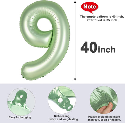 Olive Green Numbers 9 Balloon by [Brand Name] - 40 Inch Decorative Balloon for Birthdays, Weddings & Graduations