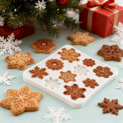 6Pcs Christmas Silicone Molds Set - Snowflake, Snowman, Santa, Reindeer, Tree, Holly (White) - Candy & Cake Decorating